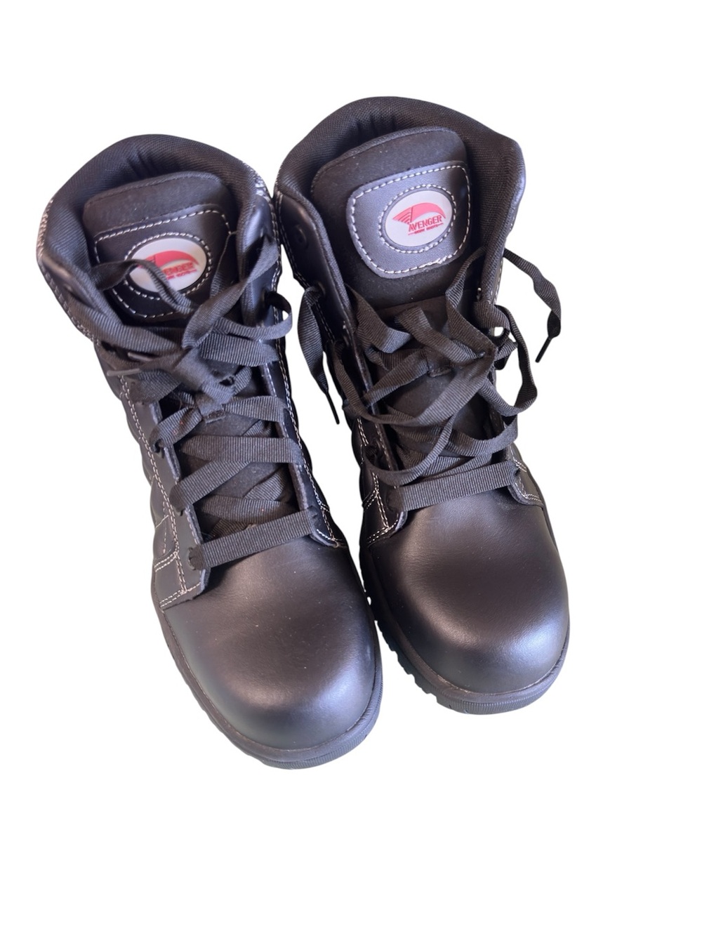 Avenger Black Lace-Up Safety Boots with Padded Collar work boots